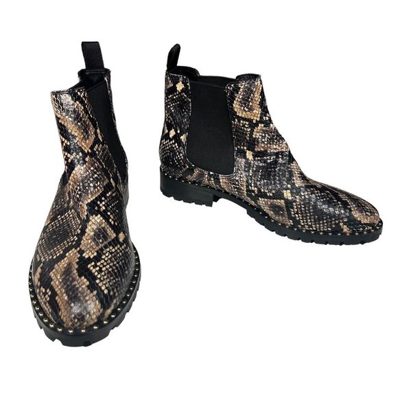 PAIGE Snake Print Ankle Boots - Picture 1 of 8